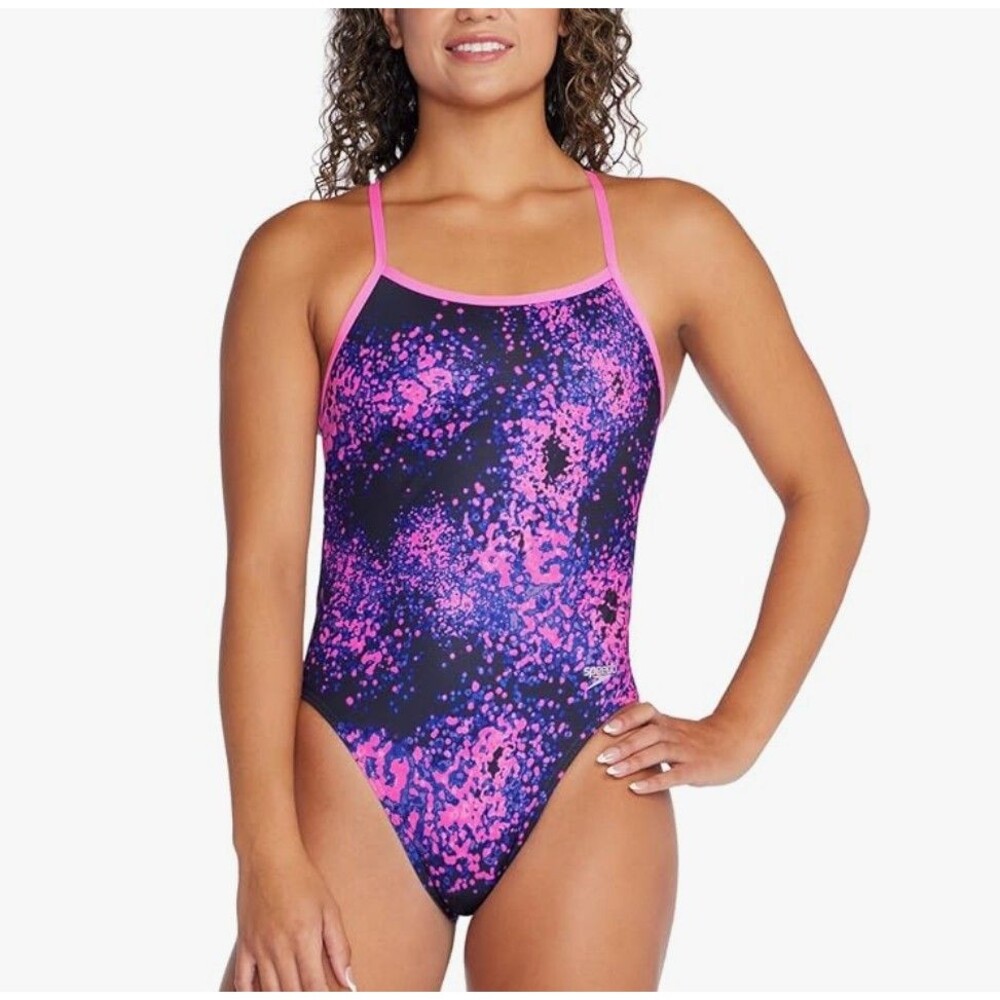 NWT Speedo Endurance+ Flyback Swimsuit Size 30 Small Hyper Lights Candy Vibe $72
